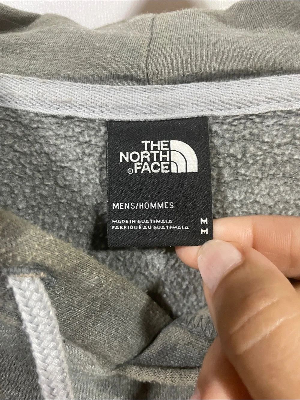 The North Face Men's Olive Gray Pullover Hoodie with White Logo